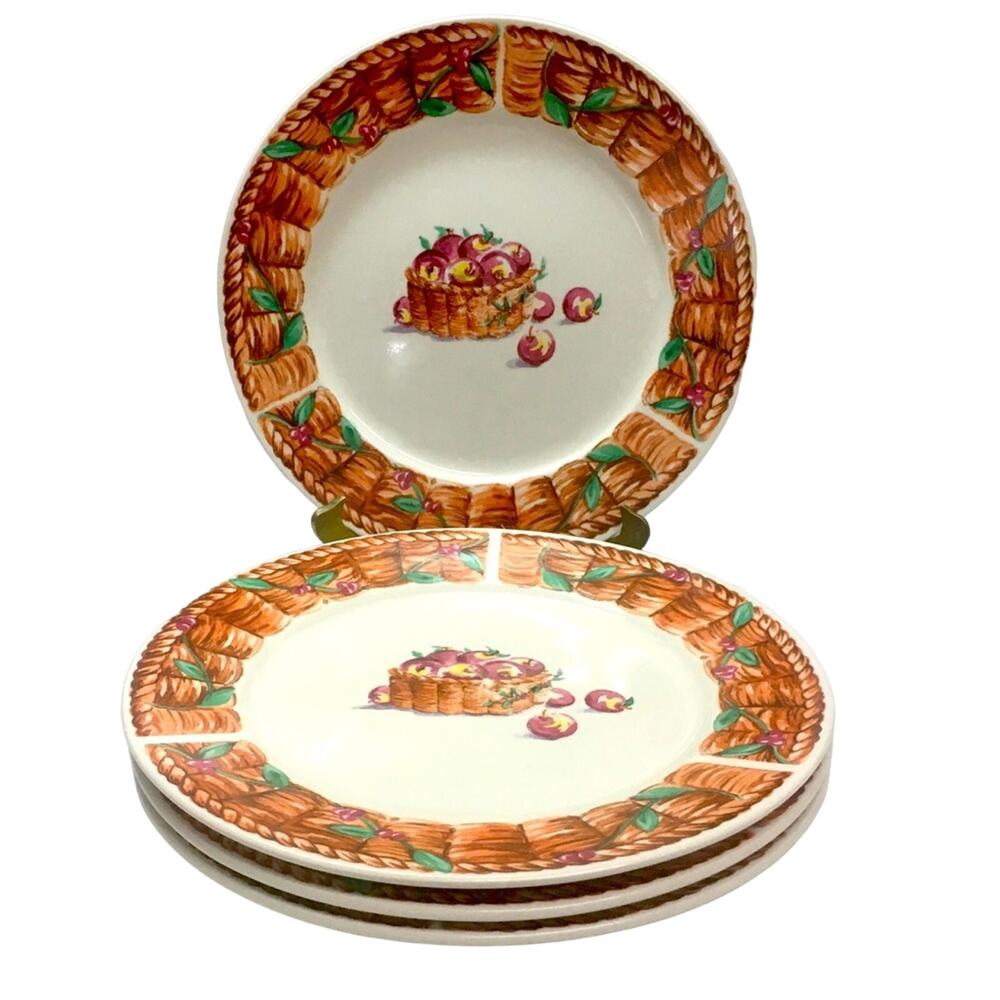 Set of 4 Dinner Plates - BUSHEL OF APPLES